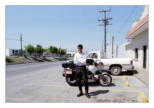 Photograph of me in Cienega De Flores made in 1997 when I rode down to see family in Mexico.