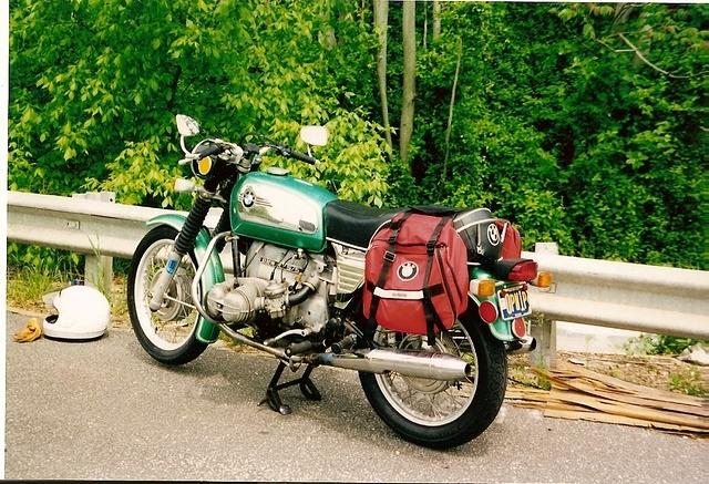 The /5 on Route 1 during a wonderful if slightly ill-fated trip.  The bike almost made it home.  Moments early AGB had a close encounter with the Conowingo dam on the /7.  BMW hard bags served as bumpers.  The /5 wouldn't have fared as well.