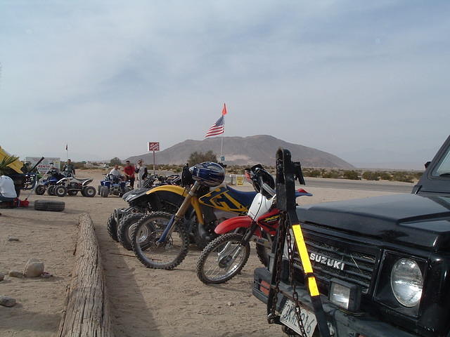 Coming down from the mountains I rode through Ocotillo Wells, a 40,000 acre off-road park.  I saw some cool bikes and amazing riding.  One wiseacre asked me if I planned to "jump my Harley," and I replied, "yep, that's what the 21" spoked front wheel i...