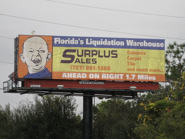 Surplus Sales billboard near Hudson, FL