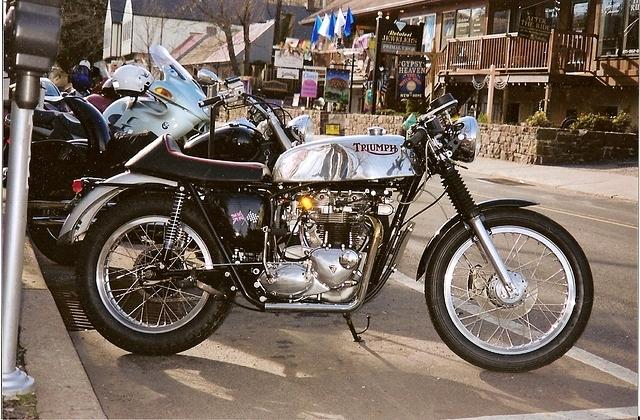 Triumph "cafe racer" on Main St. - New Hope
