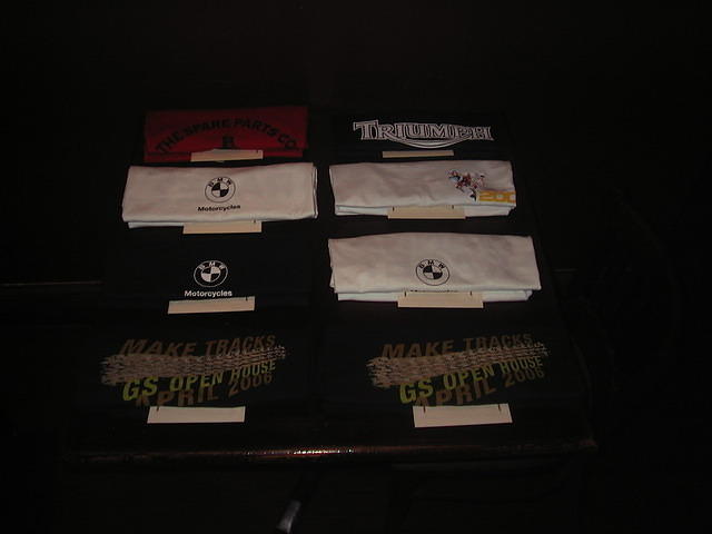 Some donated T-shirts for "Door Prizes"