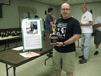 Scott with the Motorcycle Enthusiasm Award in honour of Robert "Snuffy" Smith