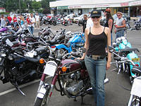 Michelle with the Honda she and Brian restored.