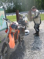 After 3 falls, several puddles and a lot of sand we stopped for a break.  This is where my bike started to foul its plug.