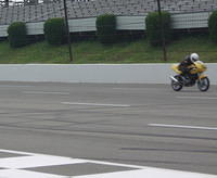 When you're doing a buck 50 down the front straight, it's hard for the photographer to keep the image centered!